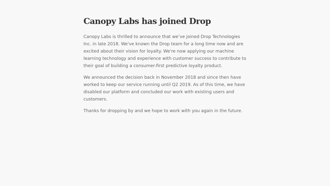 CanopyLabs Landing page