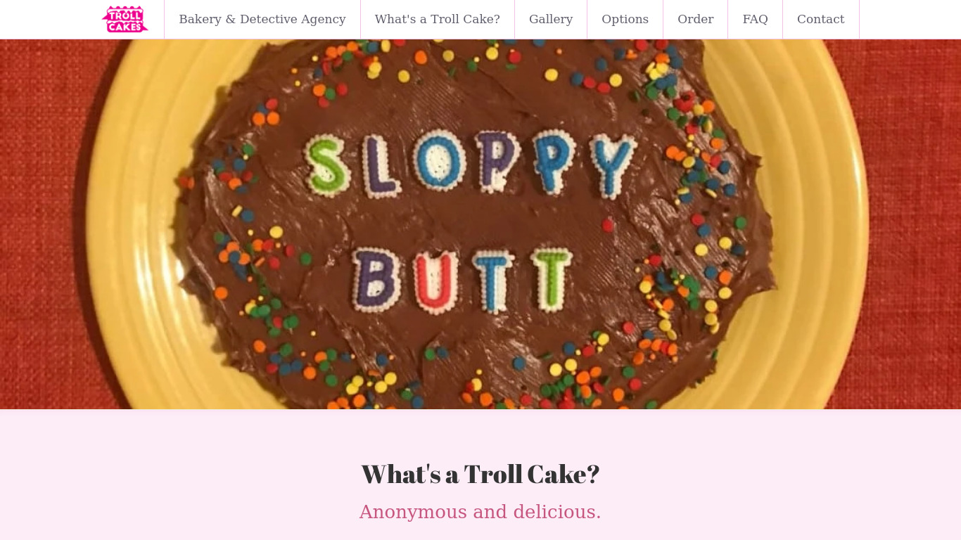 Troll Cakes Landing page
