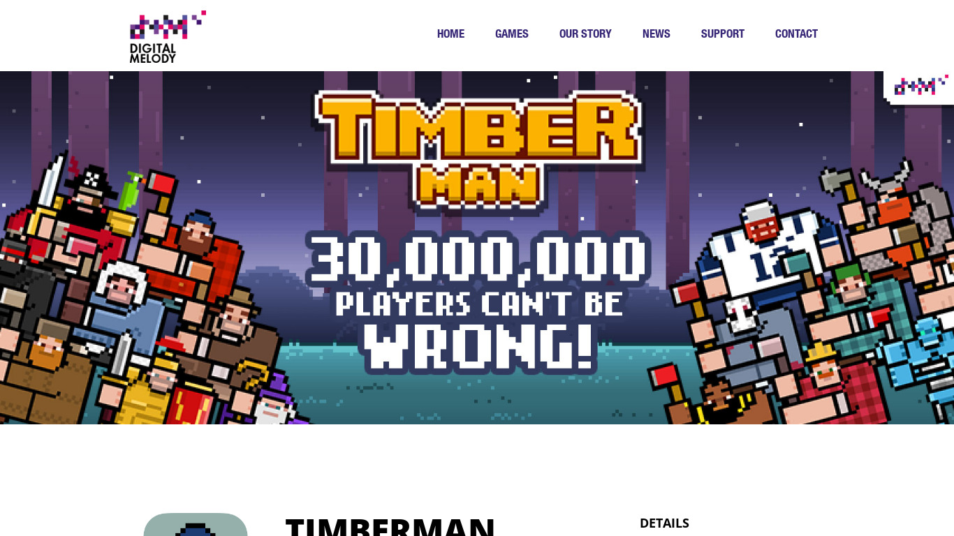 Timberman Landing page