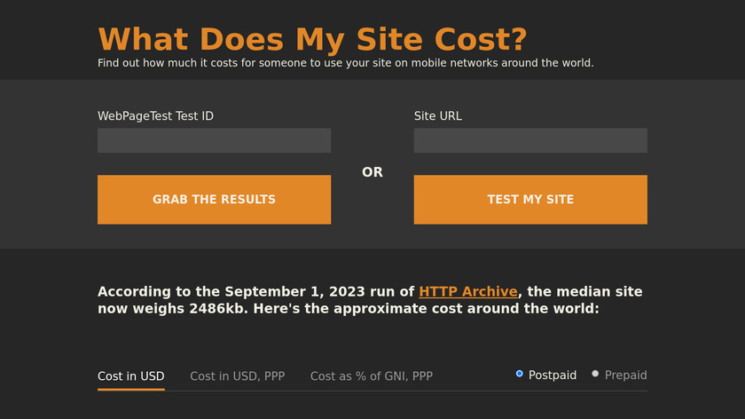 What Does My Site Cost? Landing Page