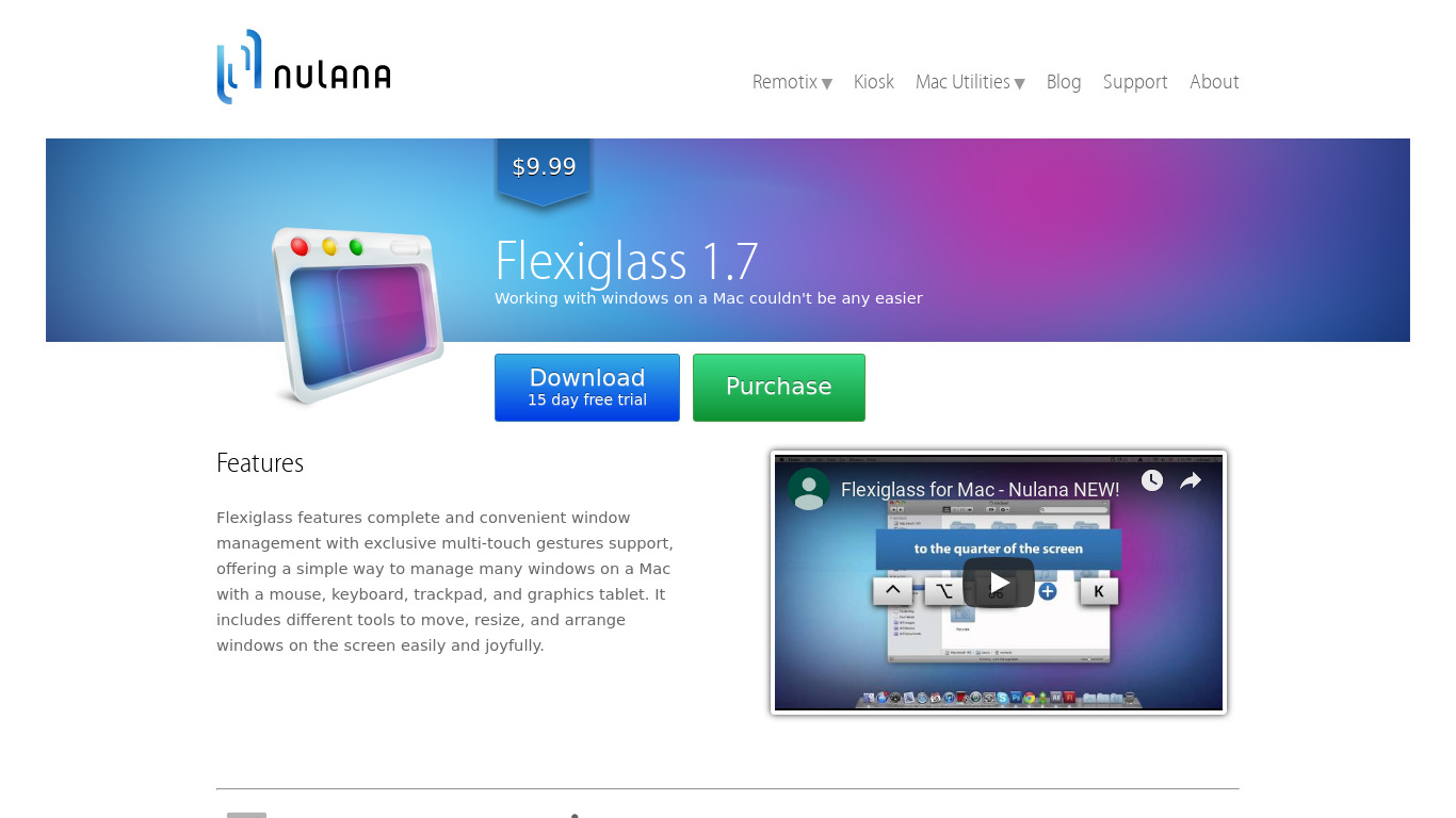 nulana.com Flexiglass Landing page