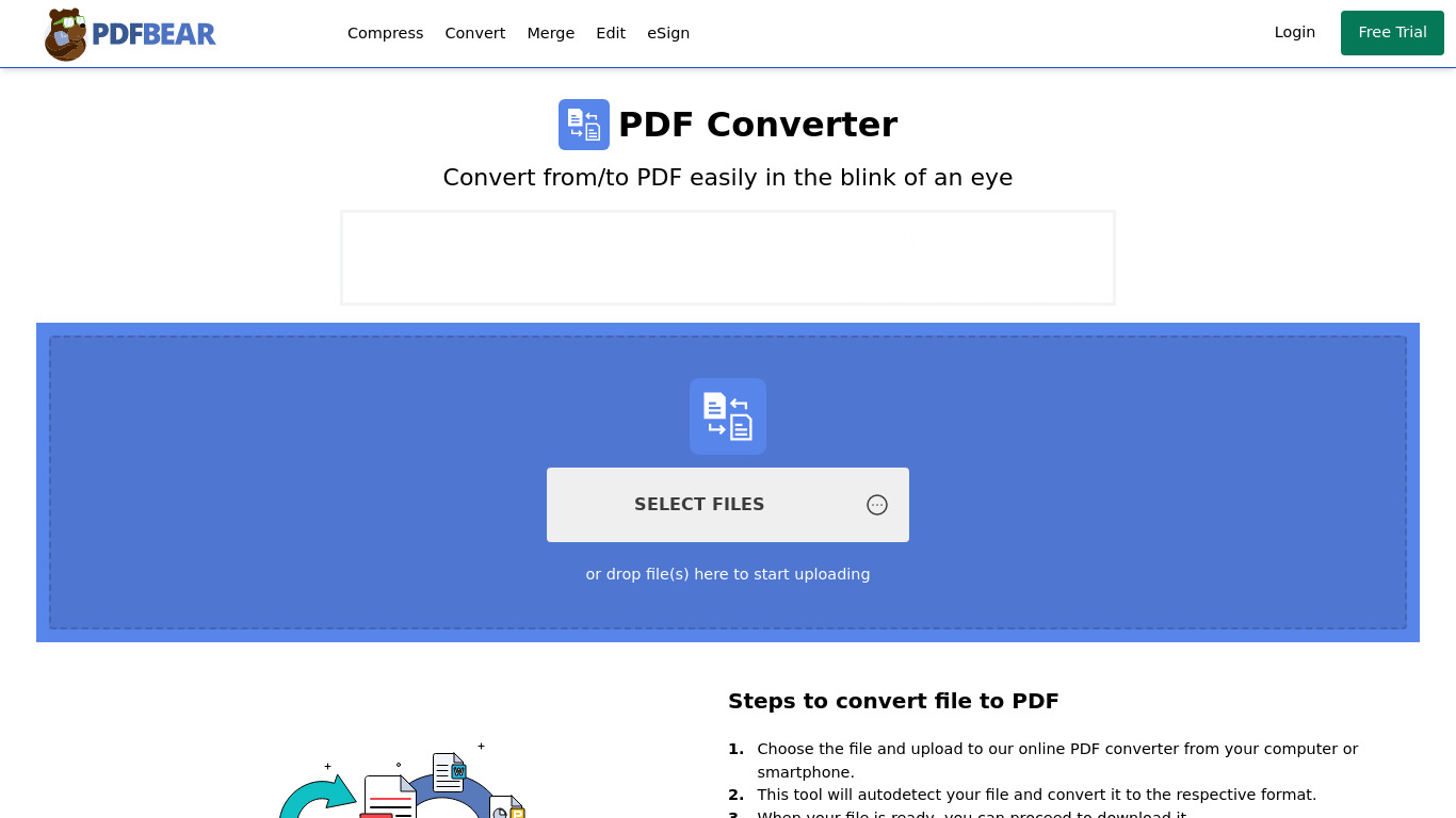 Free Online PDF Converter Landing page