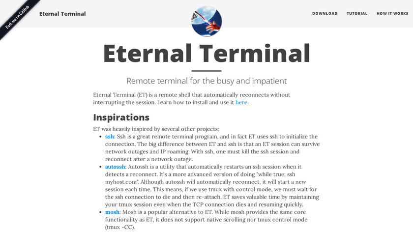 Eternal Terminal Landing Page