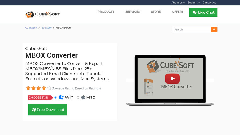 CubexSoft MBOX Converter Tool Landing Page