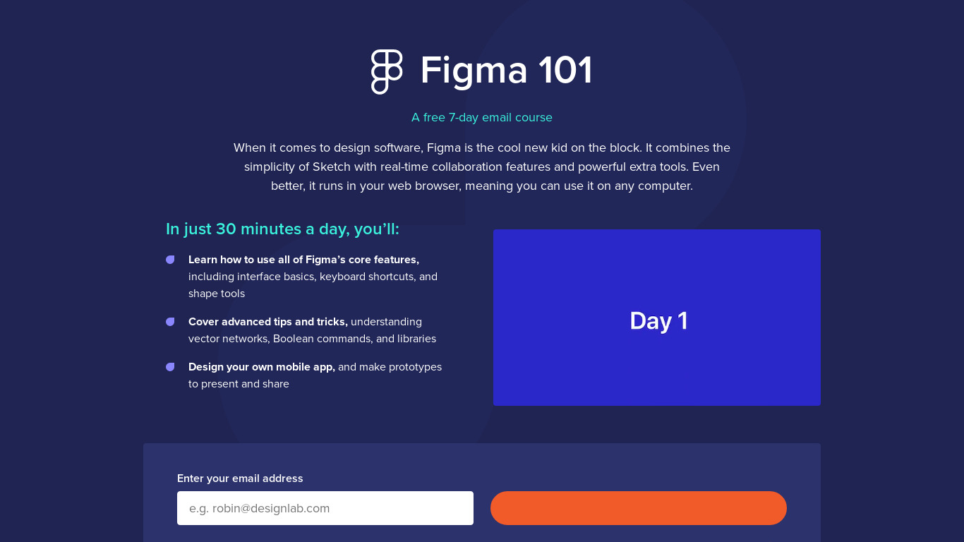 Figma 101 by Designlab Landing page