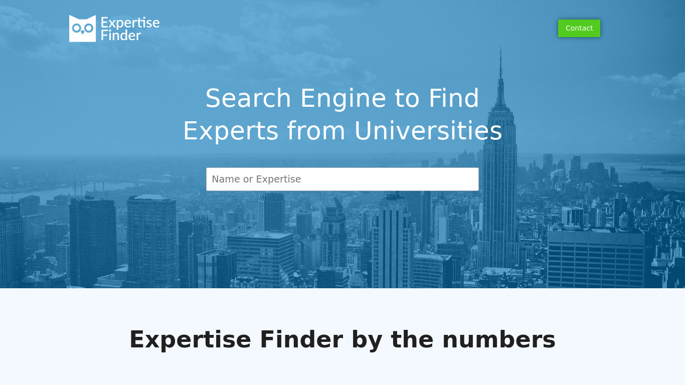 Expertise Finder Landing page