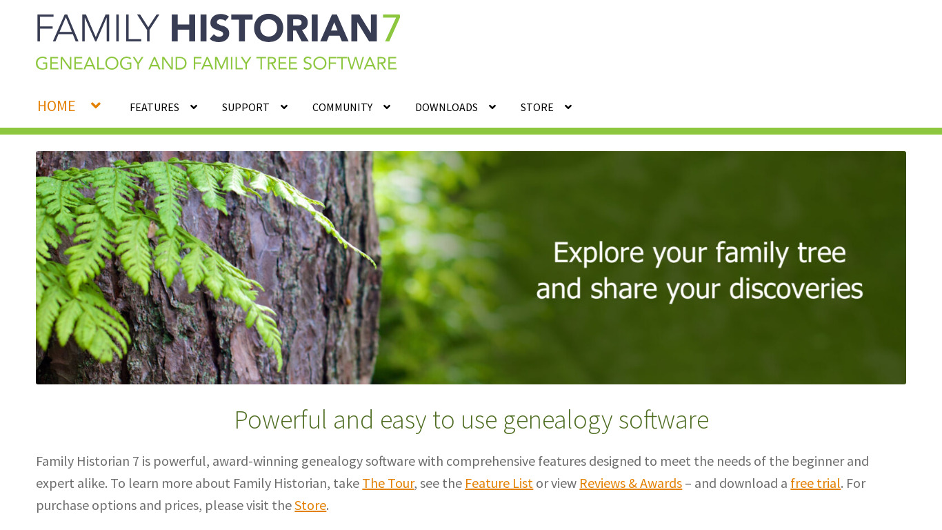 Family Historian Landing page