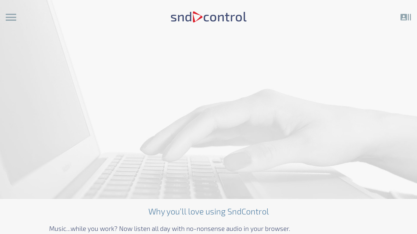 SndControl Landing page