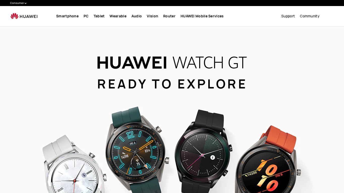 Huawei Watch GT Landing page