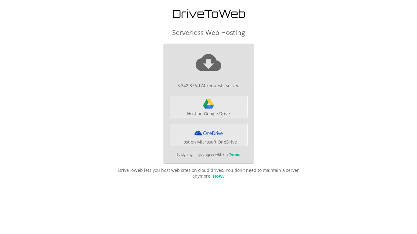 DriveToWeb Landing page