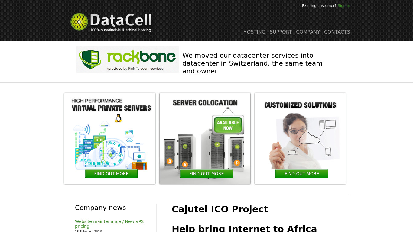 DataCell Landing page