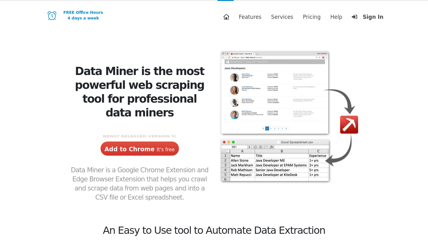 Data Miner Landing page