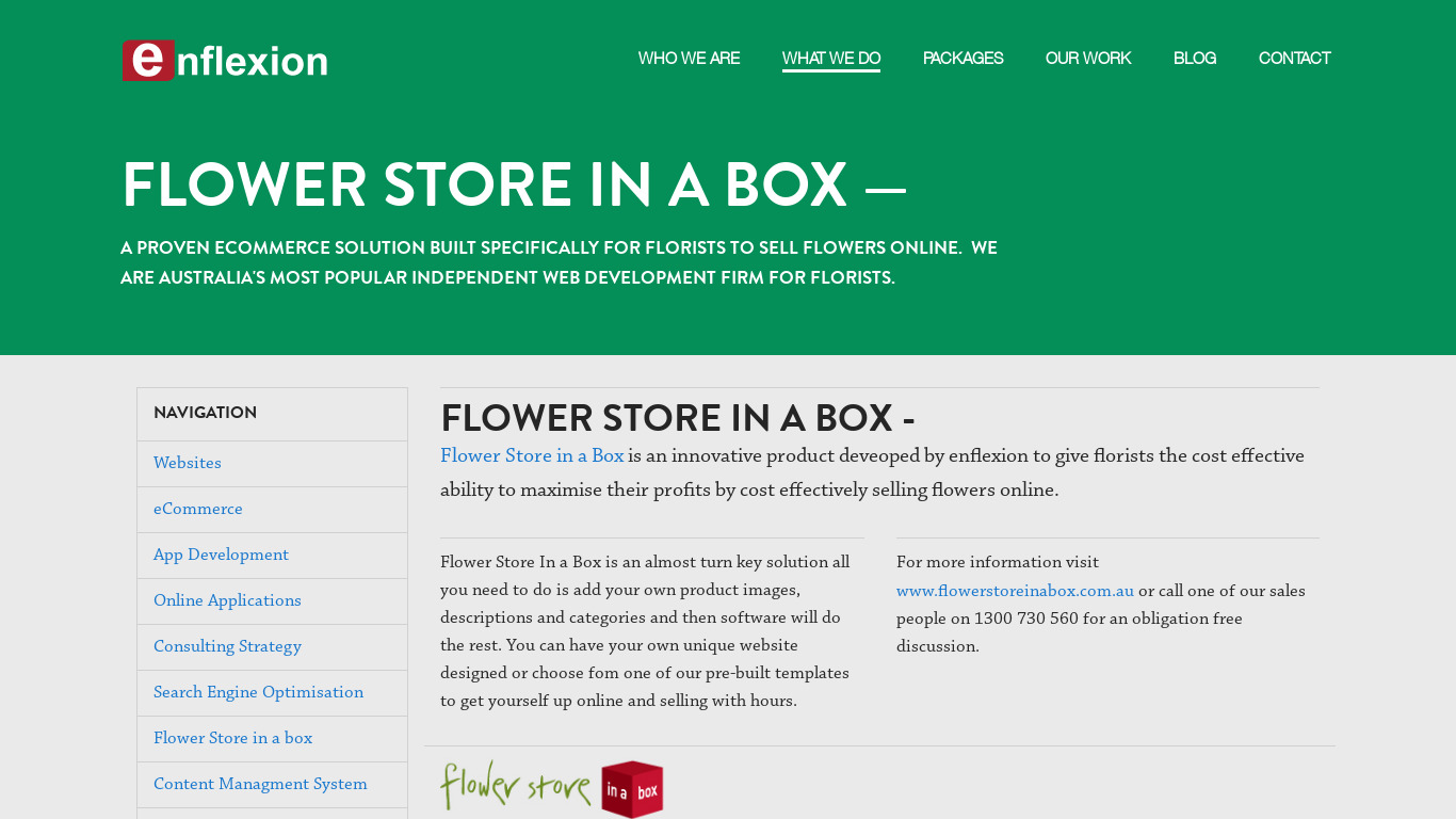 Flower Store In a Box Landing page