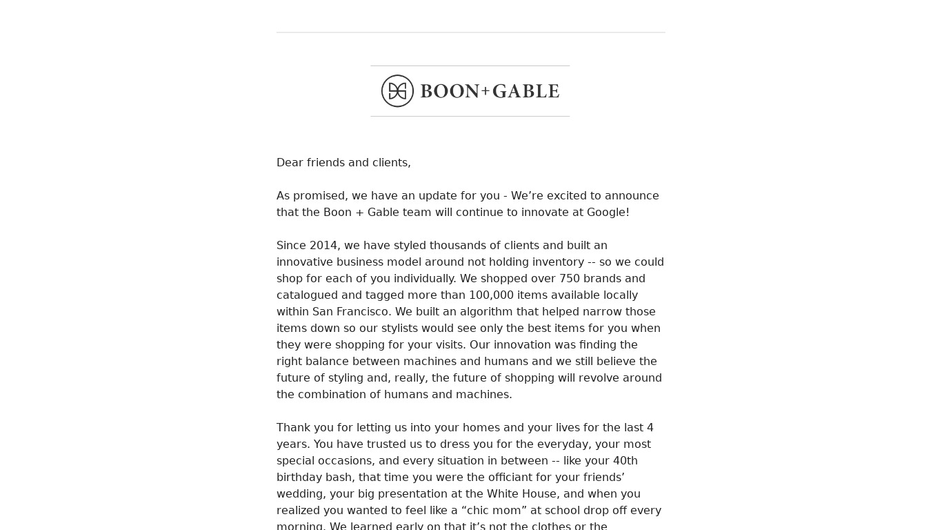 Boon + Gable Landing page