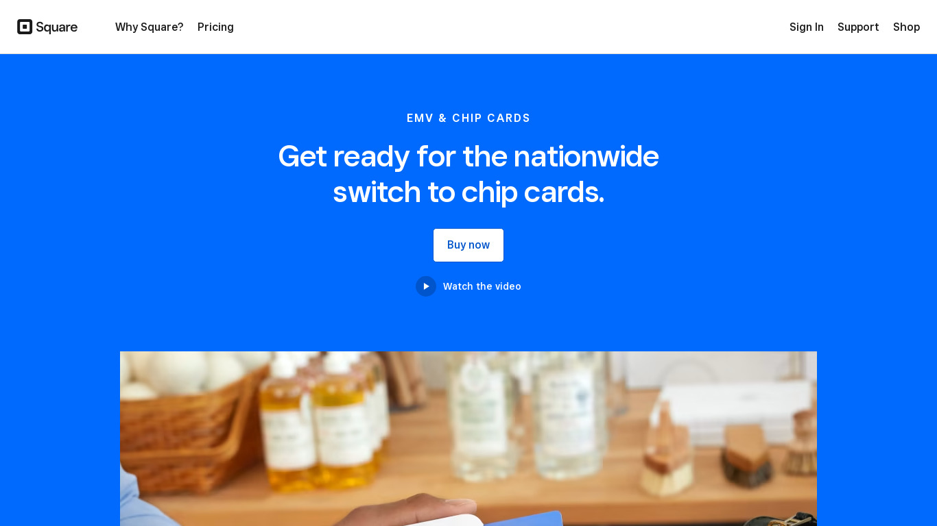 Square for Chip Cards Landing page