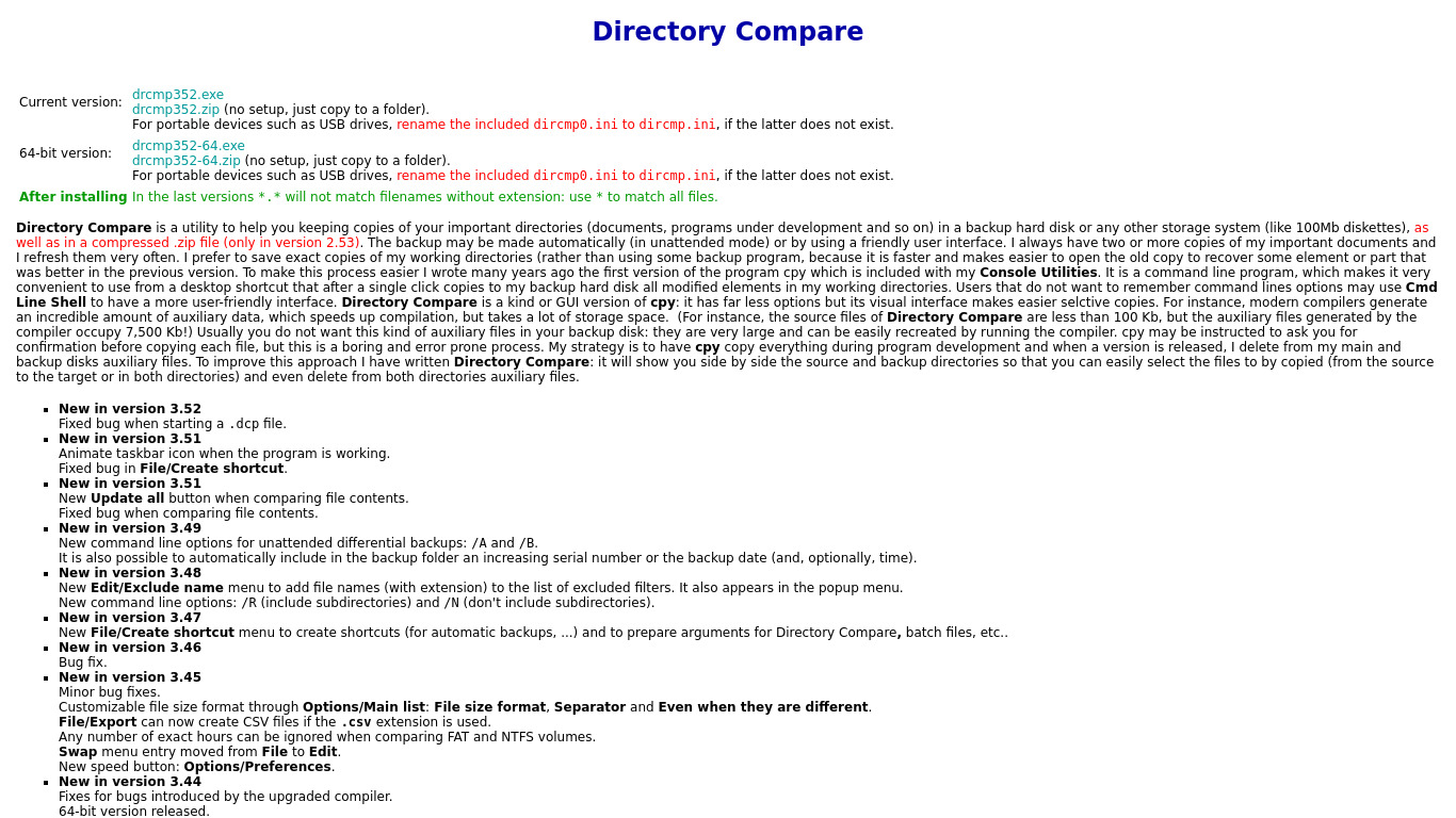 Directory Compare Landing page