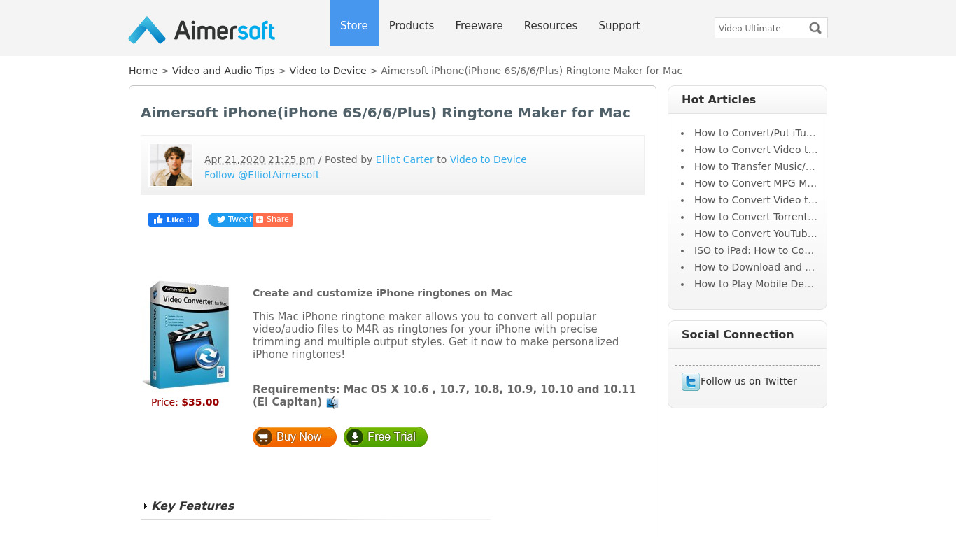 Daniusoft iPhone Ringtone Maker Landing page