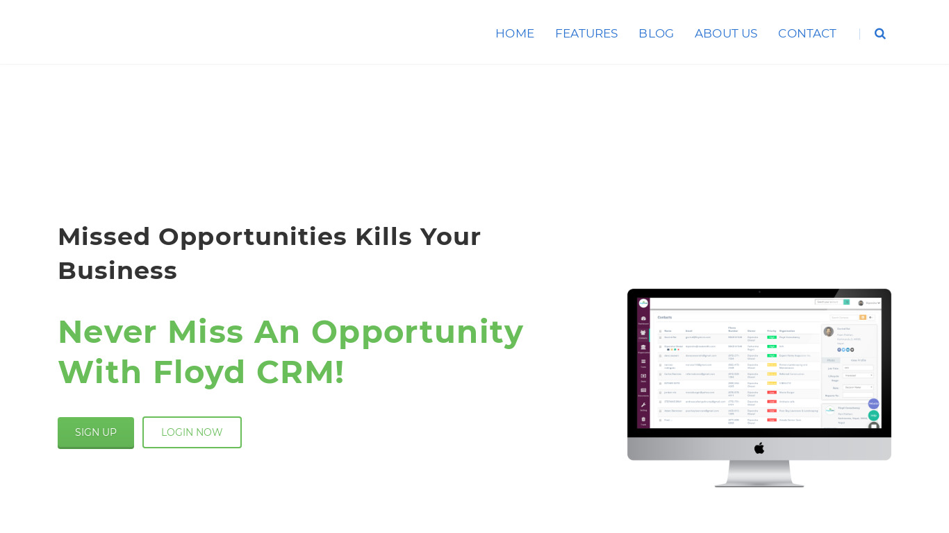 Floyd CRM Landing page