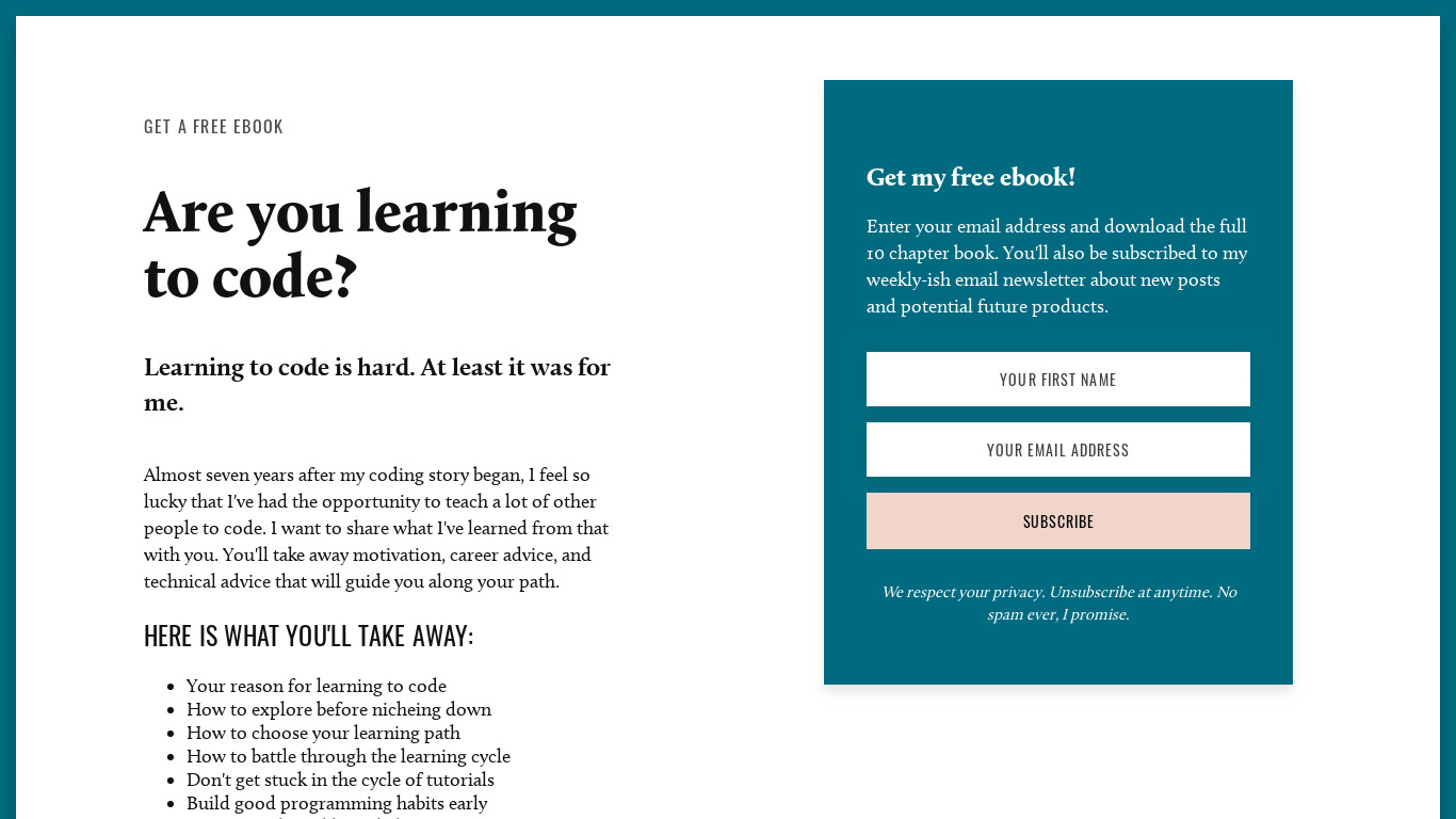 We Learn Code Landing page