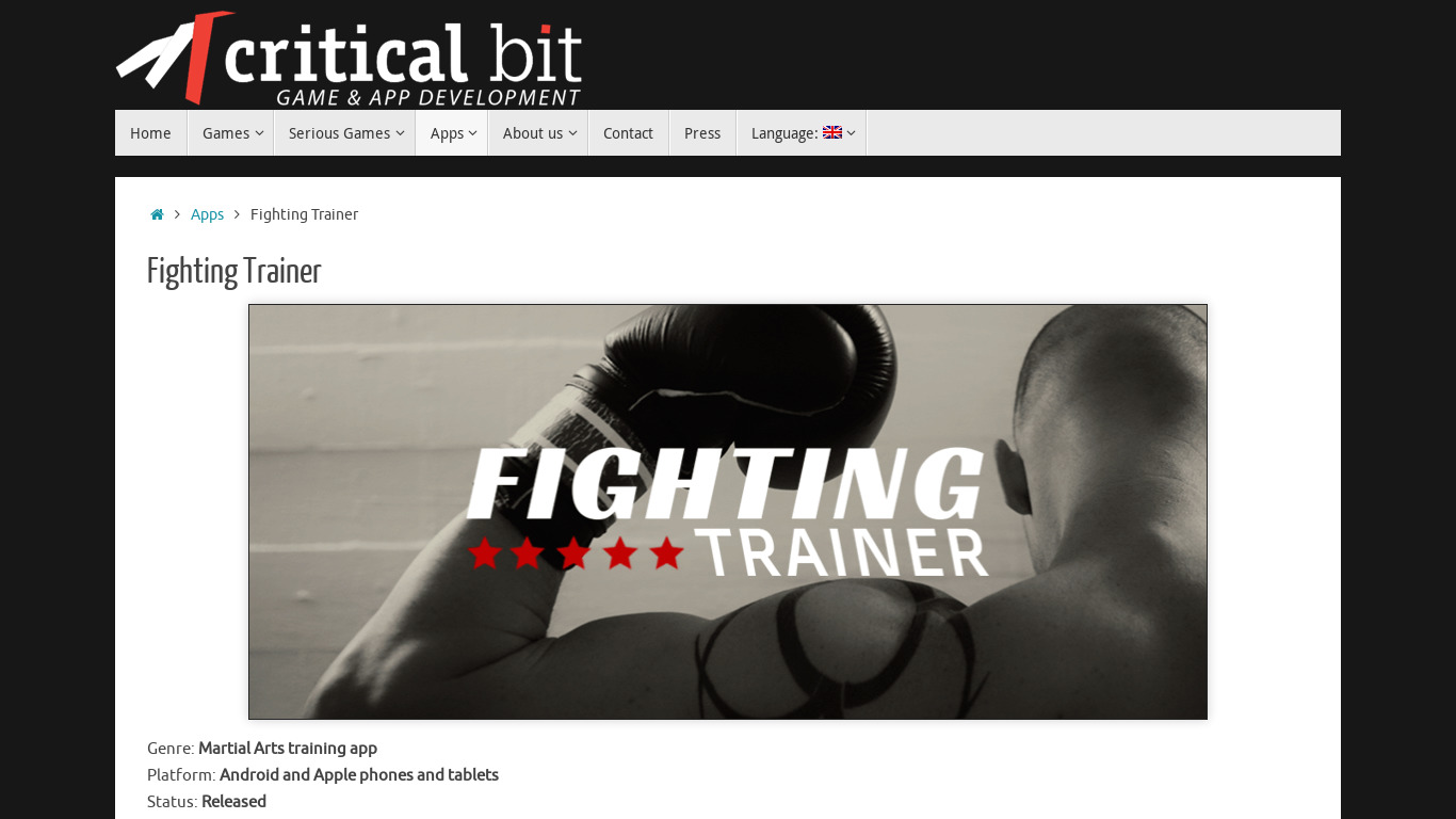Fighting Trainer Landing page