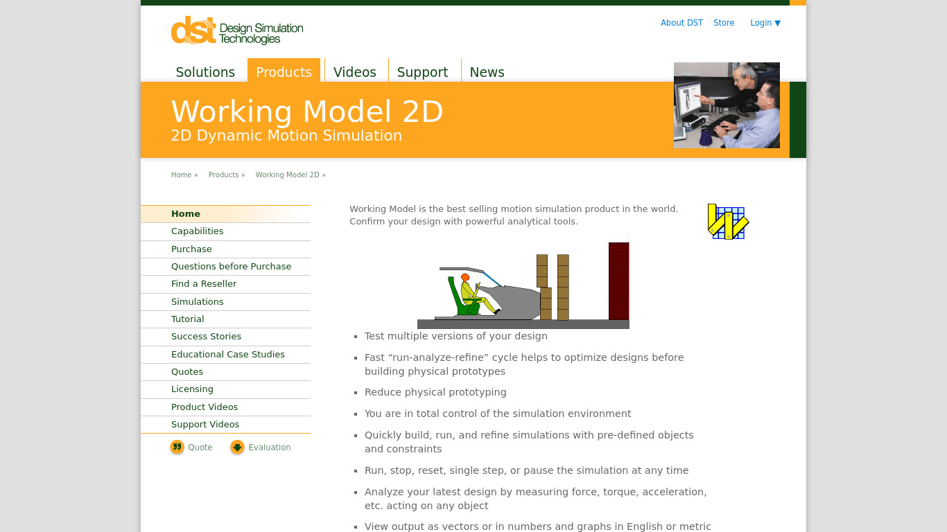 design-simulation.com DST Working Model Landing page