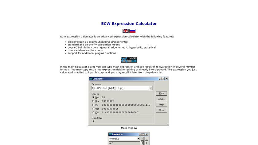 uvviewsoft.com ECW Expression Calculator Landing Page