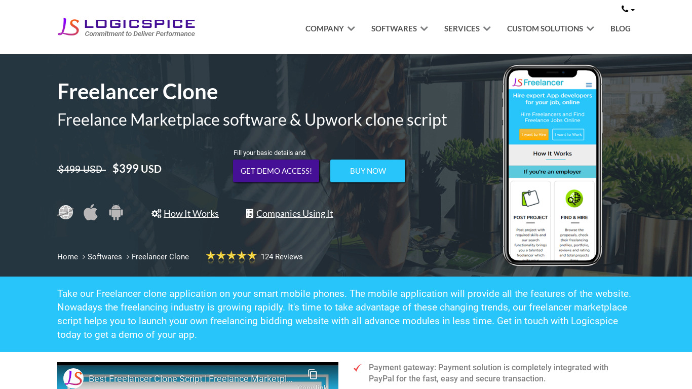 Freelancer Clone By Logicspice Landing page