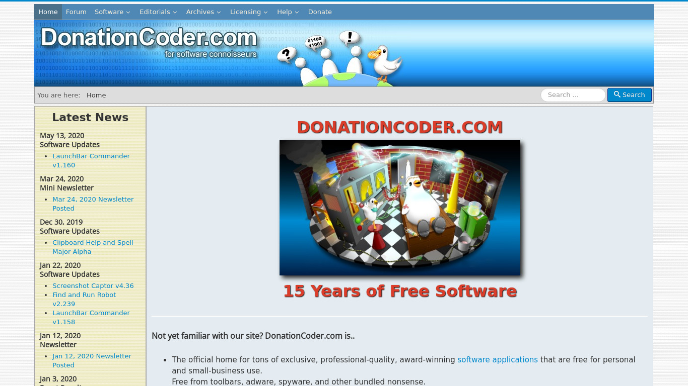 DonationCoder Landing page