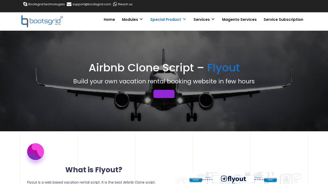 Flyout by Bootsgrid Landing page