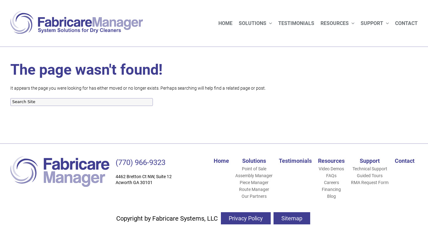 Fabricare Manager POS Landing page