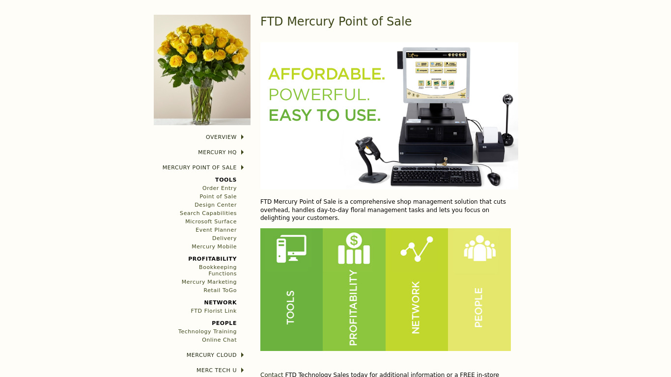 FTD Mercury Point of Sale Landing page