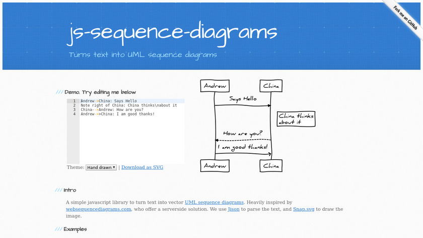 js-sequence-diagrams Landing Page