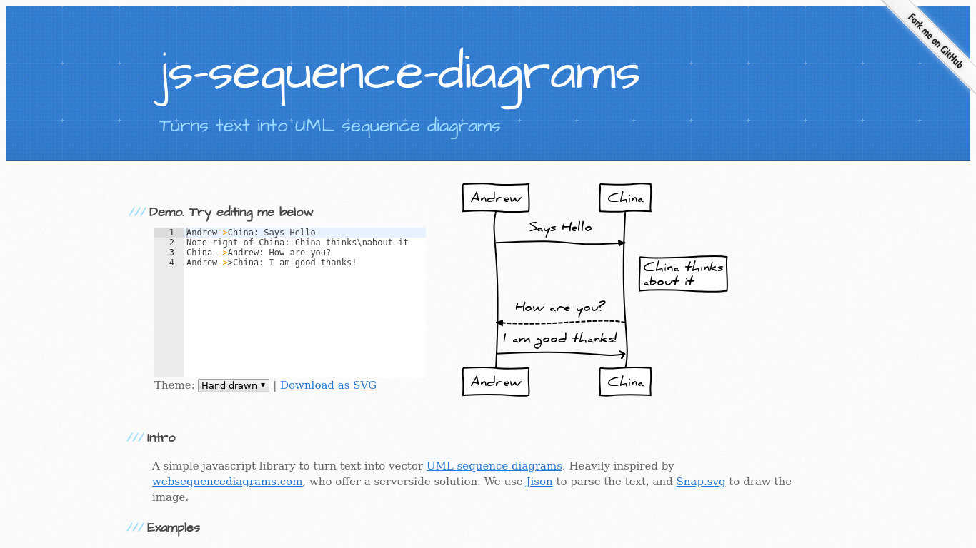 js-sequence-diagrams Landing page