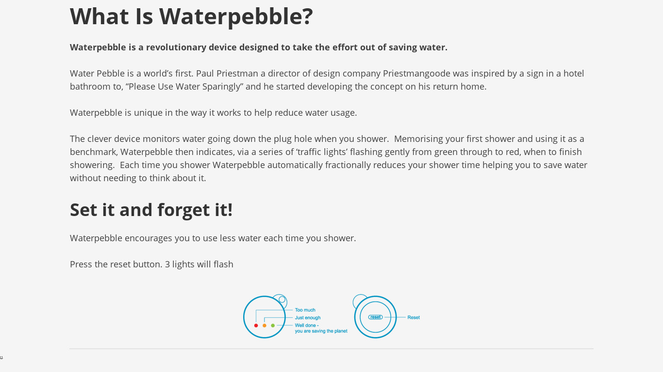 Waterpebble Landing page
