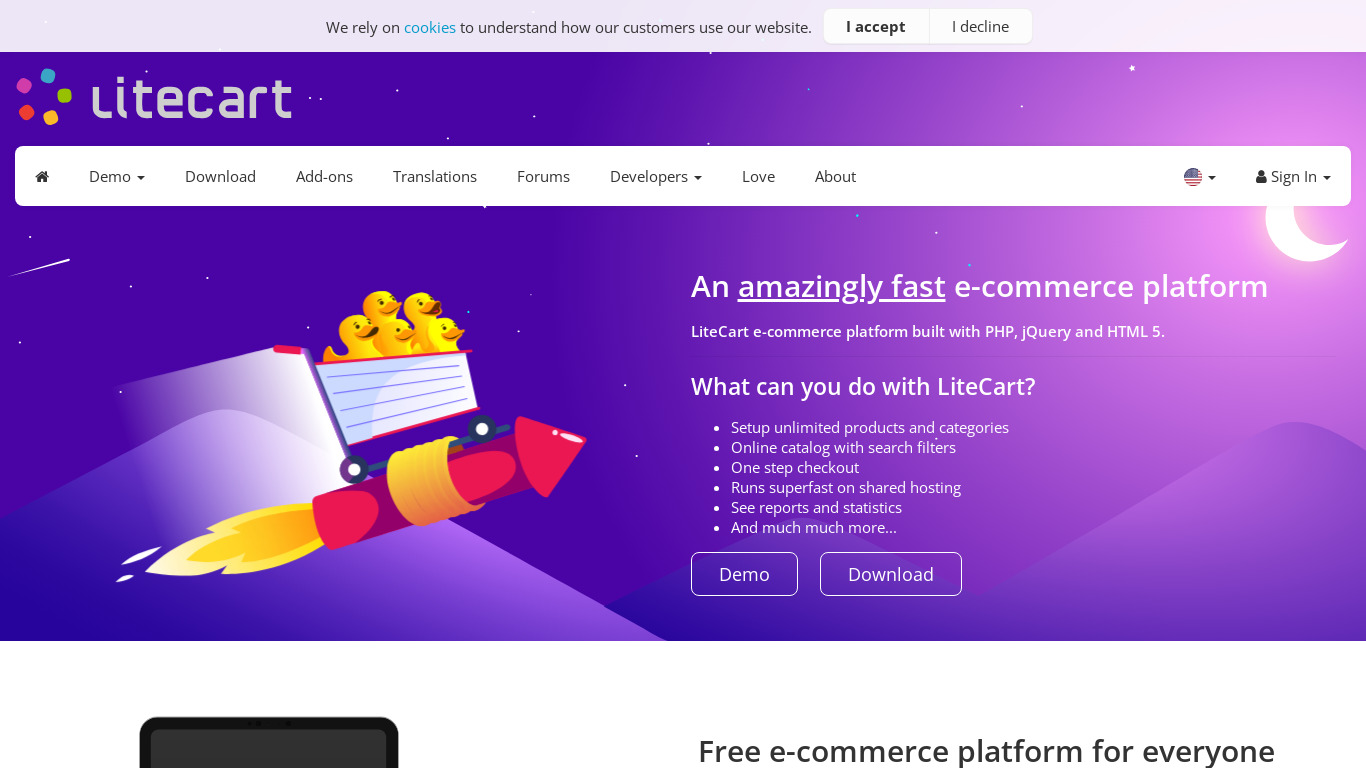 LiteCart Landing page