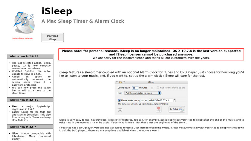 iSleep Landing Page