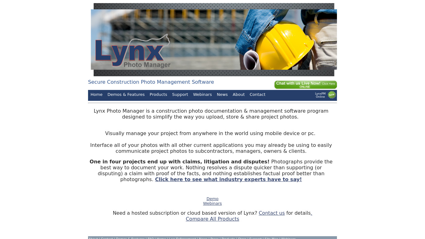 Lynx Photo Manager Landing page