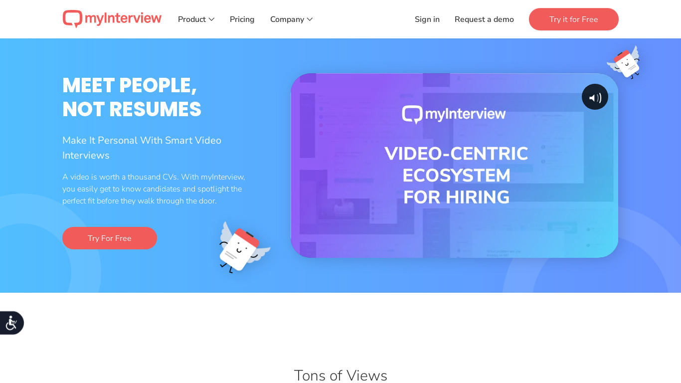 myInterview Landing page