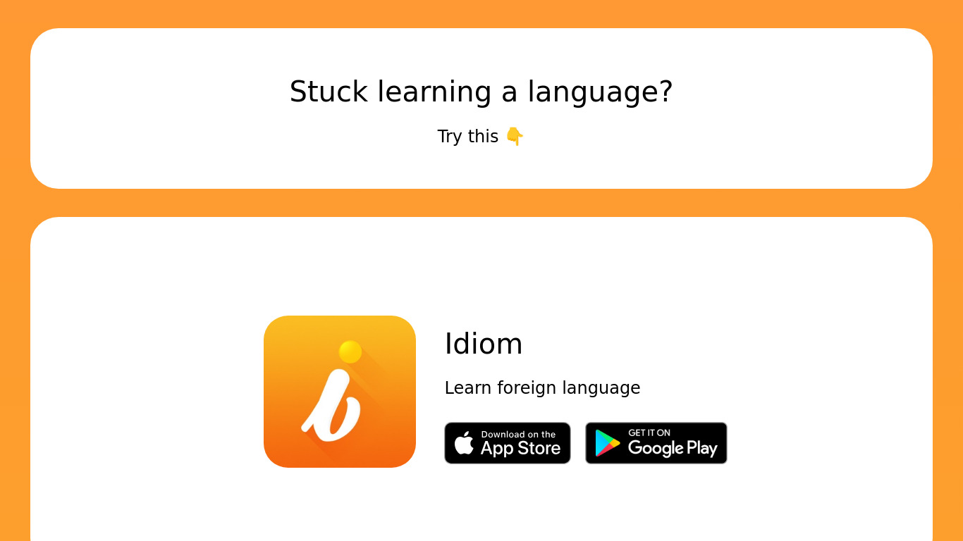 Idiom Landing page