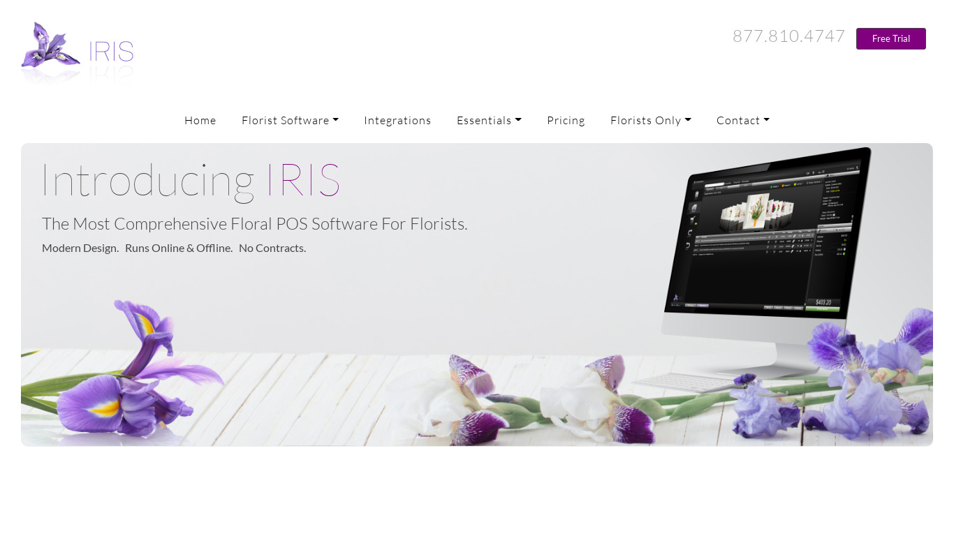 IRIS Floral POS Landing page