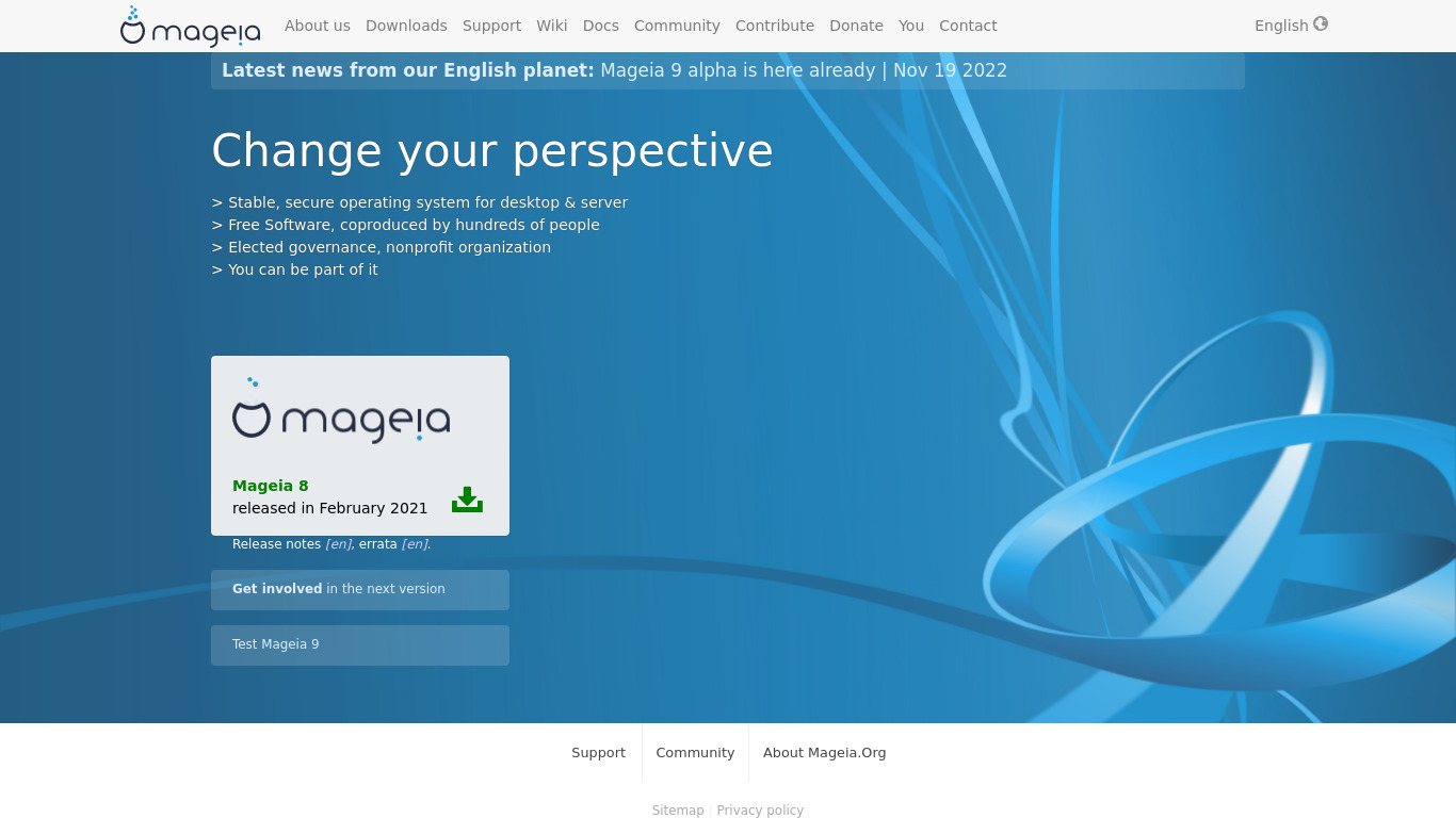 Mageia Landing page