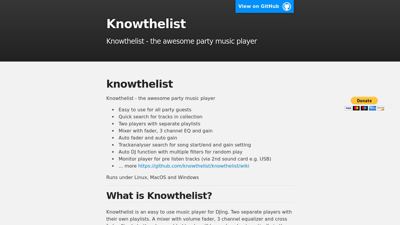 Knowthelist Landing page