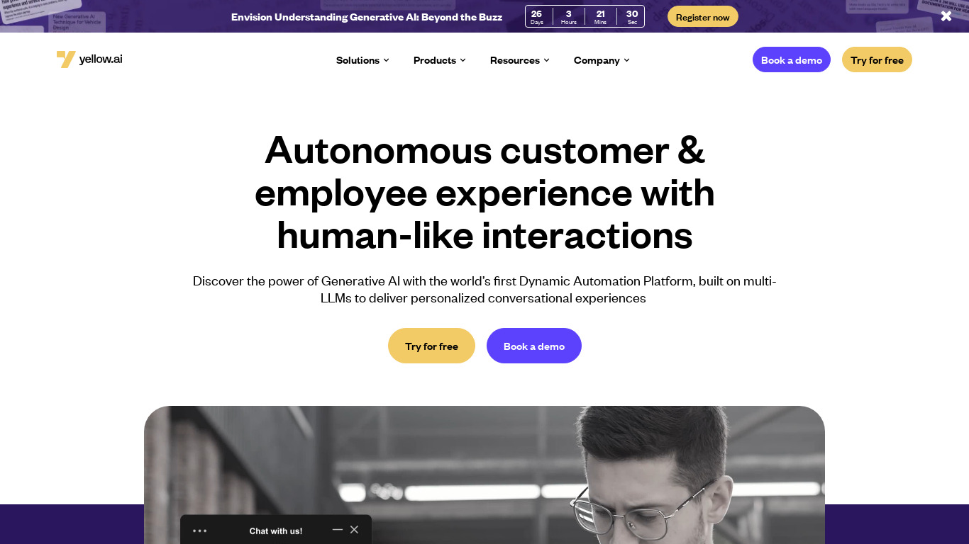 Yellow Messenger Landing page