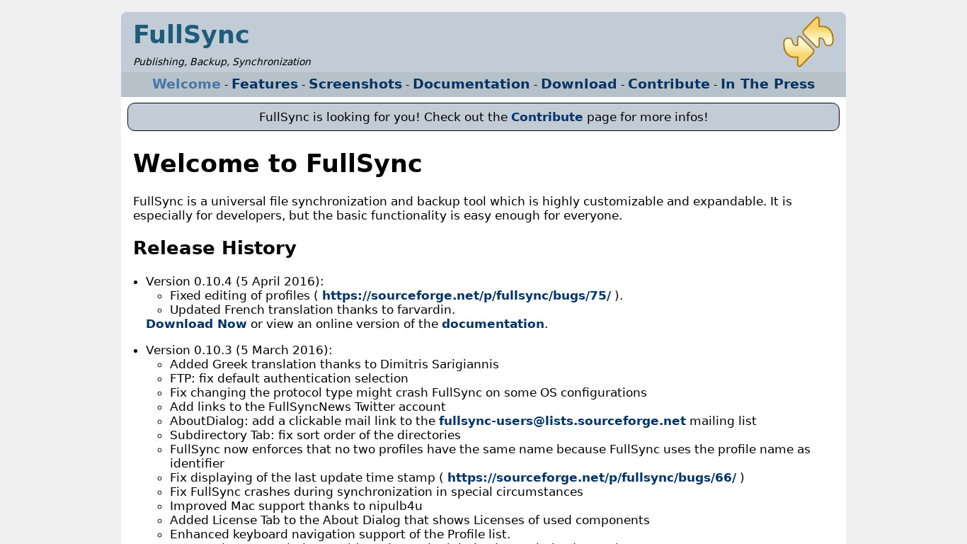 FullSync Landing page