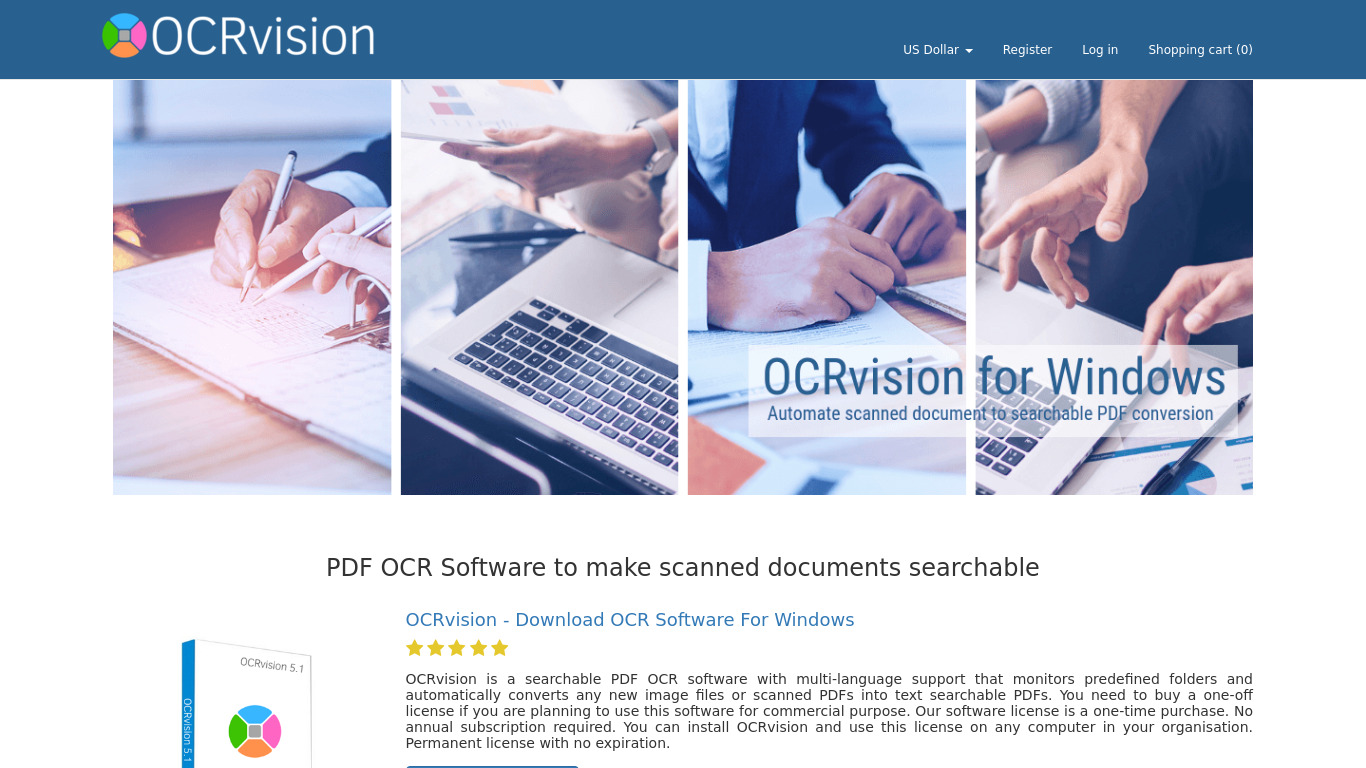 OCRvision Landing page