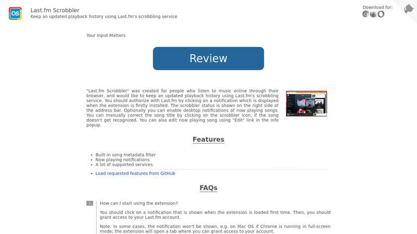 Last.fm Scrobbler Landing Page