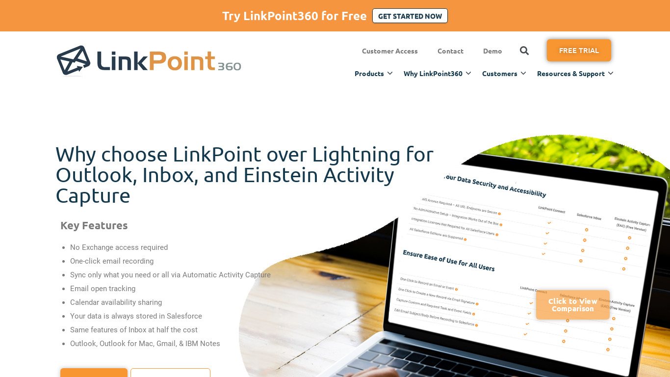 LinkPoint360 Landing page