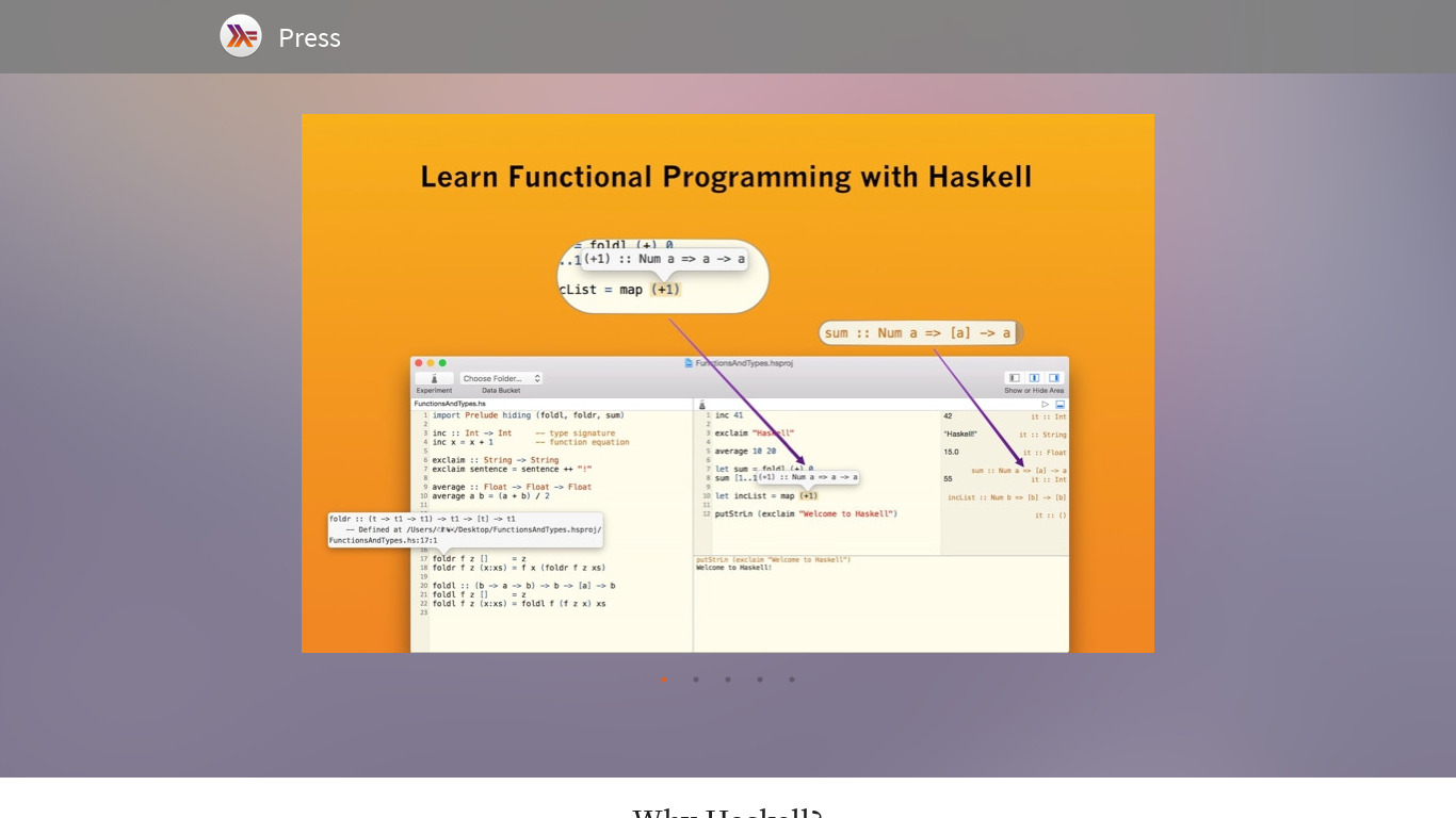 Haskell for Mac Landing page