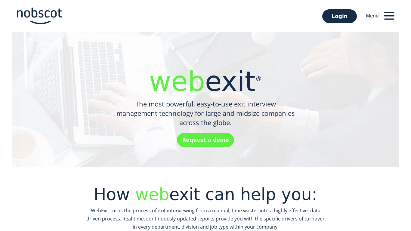 WebExit Landing page