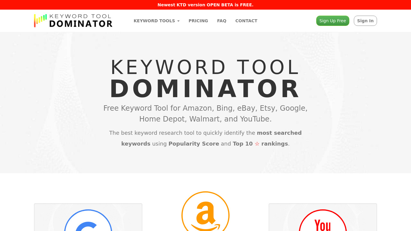 Keyword Tool Dominator Landing page